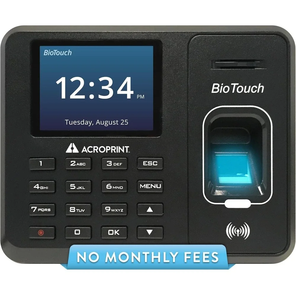 BioTouch Fingerprint Time Clock‎ – Acroprint – No Monthly Fee, USB & Secure Log